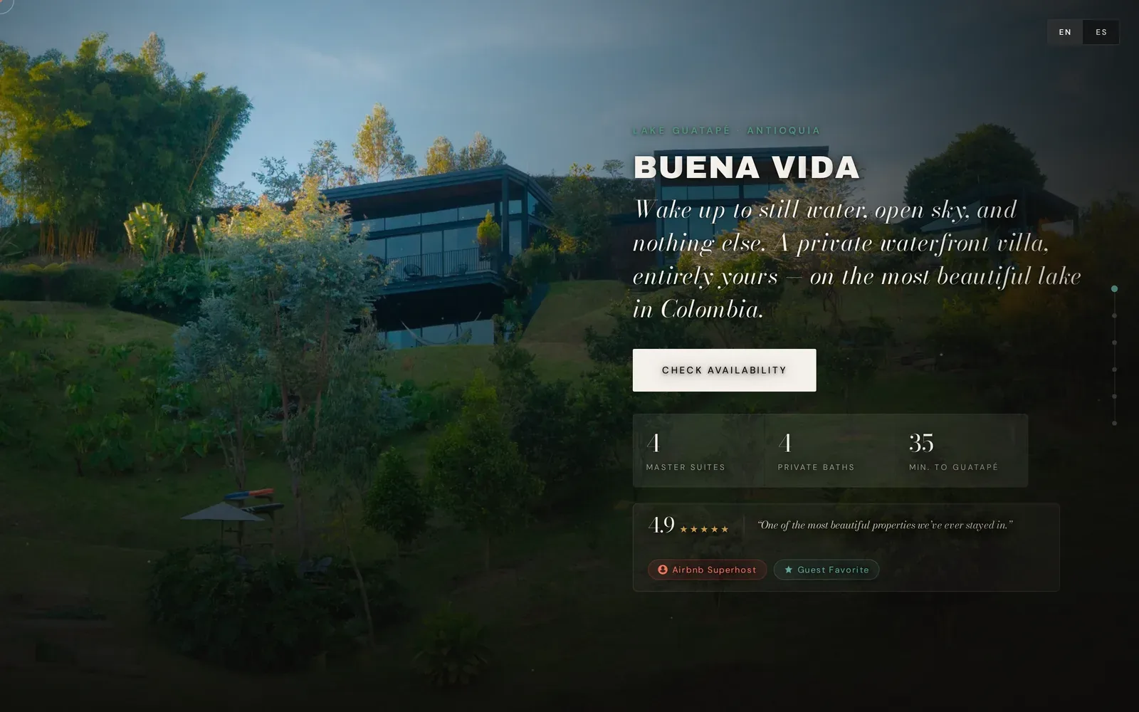 Buena Vida website, desktop view